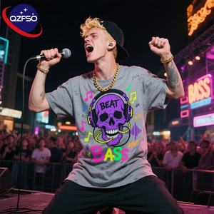 QZFSO, fabricante de ropa, ropa de calle superior personalizada para hombre, camiseta gráfica Hip Hop Rap, camiseta transpirable de manga corta con serigrafía - Product Image 1