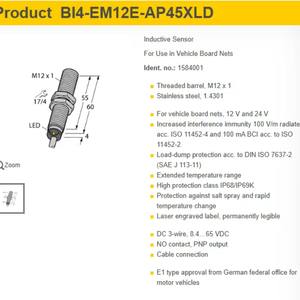 Sensor de Proximidad Inductivo Turck Original Nuevo, Ni20U-M30-AP6X-H1141 Bi4-EM12E-AP45XLD Ni40-G47SR-FZ3X2, Montaje Versátil - Product Image 4