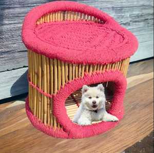 Canne de qualité supérieure Vintage en osier en bois sans bras chaise chien chat Animal assis bambou Cage maisons lit canapé chaise - Product Image 3
