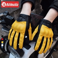 Gants de moto en cuir véritable, gants d’hiver et d’été en peau de chèvre, compatibles avec écran tactile, protection des articulations des poings, guantes moto luvas