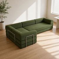 VONLIVA Ensemble de canapés modulaires modernes en forme de L, surdimensionnés, avec deux longues chaises longues, en velours côtelé, personnalisables, sans structure.