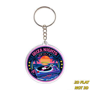 Porte-clés en acrylique <span class=keywords><strong>DJ</strong></span> rétro <span class=keywords><strong>Ibiza</strong></span> Nights, style synthwave des années 80, pour sacs à dos, sacs à main, clés - Product Image 1