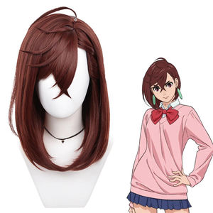 Peluca de Cosplay de Dandadan al por Mayor, <span class=keywords><strong>Momo</strong></span> Ayase, 40 cm, Mediana Larga, Marrón Rojizo, Pelo Sintético de Anime Resistente al Calor para Cosplay - Product Image 1