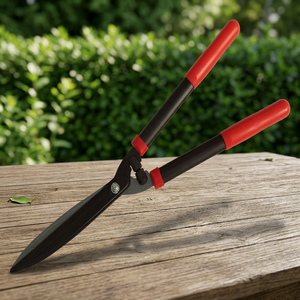 Tijeras de podar de jardín taiwanesas con cuchilla ondulada, mango de aluminio, revestimiento antiadherente, cuchilla de 9 pulgadas, empuñaduras negras y rojas, cortasetos - Product Image 2