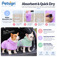 Peignoir pour chien en microfibre 300 GSM, polaire corail, séchage rapide, serviette de bain pour animaux de compagnie, fabrication OEM, vente en gros