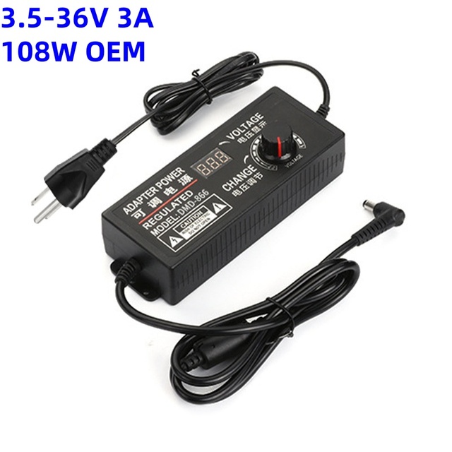 3-36V 108W Adjustable Adapter AC/DC 3.5V 4V 28V 30V Power Adapter Adjustable Voltage with Display Screen US Plug 3A