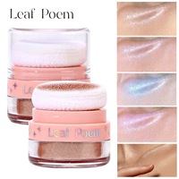 Haute brillance visage corps éclaircissant Pat poudre Blush miroitant végétalien étanche tonifiant surligneur poudre libre bouffée paillettes maquillage