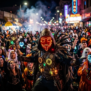 Masques faciaux lumineux en PVC pour cosplay d'<span class=keywords><strong>Halloween</strong></span>, accessoires lumineux Vendetta, <span class=keywords><strong>masque</strong></span> à fil EL pour fête, rave, mascarade - Product Image 3