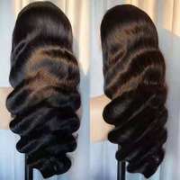 Perruque Loose Deep Wave pour femmes noires, 100% cheveux humains vierges, Lace Front 13x6, sans colle, pré-épilée, ligne de cheveux naturelle, noir de jais, soyeuse