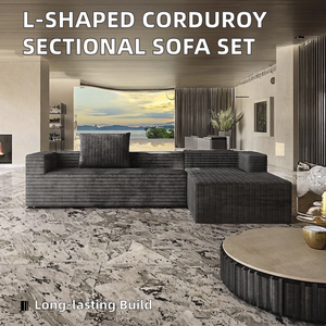 Sofá relleno de esponja seccional en forma de L de tres asientos-Diseño moderno para uso en apartamentos, hoteles, centros comerciales y villas - Product Image 3