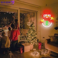 Panneau néon LED Bonhomme de neige Joyeux Noël, Lumière néon murale en acrylique alimentée par USB pour chambre, café, arbre de Noël et décoration intérieure de Noël