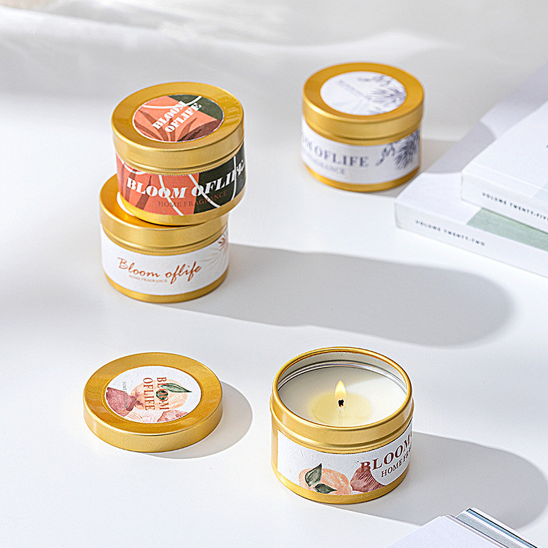 AROMA HOME Özelleştirilmiş Mini Siyah ve Altın Renk Hediye Seti 5 Koku Ev Kokusu Kokulu Soya Balmumu Mum 6