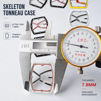 Montre mécanique automatique de luxe en fibre de carbone, boîtier squelette creux 6702, ultra-fine 7,8 mm, montre tonneau décontractée de haute qualité