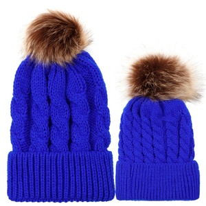 Thick Chunky Knit Thick <strong>Women</strong> <strong>Bobble</strong> <strong>Hat</strong> Faux Fur Ball Pom Pom Beanie <strong>Hat</strong> - Product Image 4