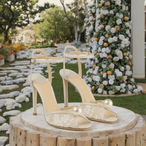 2025 personnalisé mariée à talons hauts sandales de mariage bride à la cheville en plein air élégant dames talons de mariage perle été semelle en caoutchouc PU TPR - Product Image 5
