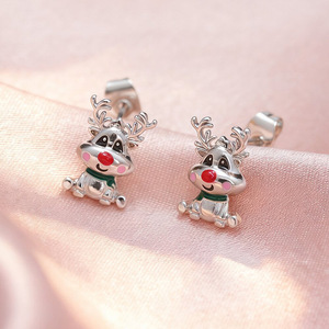Orecchini a Perno a Forma di Renna per Donne, Design Natalizio, per Uso Quotidiano, Regalo per Feste, Accessori - Product Image 4