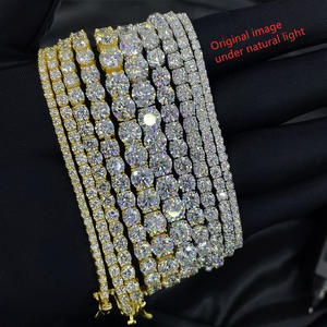 Grensoverschrijdende Europese Amerikaanse tennisarmband ketting <span class=keywords><strong>moissanite</strong></span> S925 sterling zilver Cubaanse ketting koude wind unisex groothandel - Product Image 1