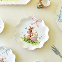 Nouvel ensemble de vaisselle et d'ornements mignons en céramique sous glaçure, série lapin de dessin animé, pour Pâques, pour la maison et le jardin
