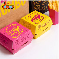 Ensemble d'emballages pour repas rapides en papier kraft imprimé sur mesure, boîte à hamburger, gobelet à frites