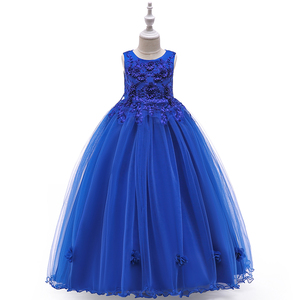 FSMKTZ nuovo arrivo eleganti ragazze abiti da principessa in raso ricamo abito da principessa per le bambine estate matrimonio - Product Image 2