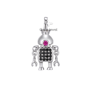 Grace piccolo Robot rubino 925 collana in argento Sterling placcato rodiato mobile personalizzato per matrimonio o festa di fidanzamento - Product Image 1