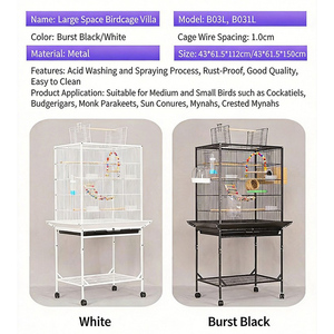 Jaula Clásica Grande de Hierro Sólido para Pájaros con Bandeja y Caja de Plástico para Todos los Loros y Aves - <span class=keywords><strong>Venta</strong></span> al por Mayor - Product Image 3