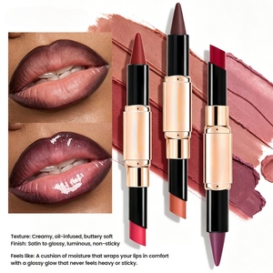 <b>Lipstick</b> and Lip Liner Glossy Finish Dual Tip Cosmetic Pen <b>Custom</b> Logo for Makeup Collection - Product Image 3