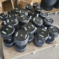 Ensemble d'haltères en uréthane commercial CPU, haltères de 5 à 140 lb (2,5 à 70 kg), fabrication directe en usine, logo personnalisé OEM, fabricant d'équipements de musculation