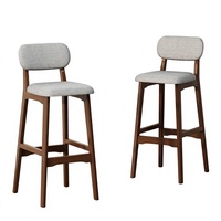 Tabouret de bar commercial en bois massif avec dossier et repose-pieds, design moderne et simple pour restaurant et usage domestique
