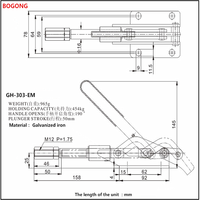 Pince à genouillère à action pousser-tirer GH-303-EM, outil manuel à dégagement rapide, pince à genouillère pousser-tirer WDC HS LD GH-303EM 303E