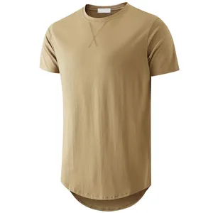 कस्टम मुद्रित टी शर्ट कस्टम लोगो प्रिंटिंग पुरुषों 100% सूती हिपस्टर हिप हॉप लंबी लाइन क्रेवगर्दन टी-शर्ट