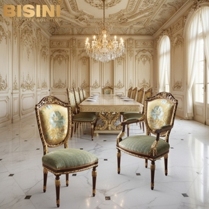 <span class=keywords><strong>Fauteuil</strong></span> de salle à manger opulento de style Château Français, en bois blanc doré, avec revêtement artisanal en velours vert <span class=keywords><strong>sauge</strong></span>, pour les maisons exigeantes - Product Image 5