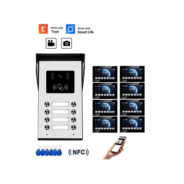 Smart Apartment 7" 1024*600 IPS Touch IP Video Intercom Multi-language Menu IP65 Waterproof Only Outdoor Station Price