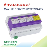 Parafoudre triphasé 255V AC SPD T1+T2 25kA 3P+N pour la distribution principale