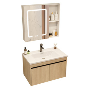 Conjunto de mueble de <span class=keywords><strong>baño</strong></span> de aluminio espacial con lavabo y encimera de cerámica integrados, lavabo con fregadero de cerámica, mueble de <span class=keywords><strong>baño</strong></span> rústico - Product Image 1
