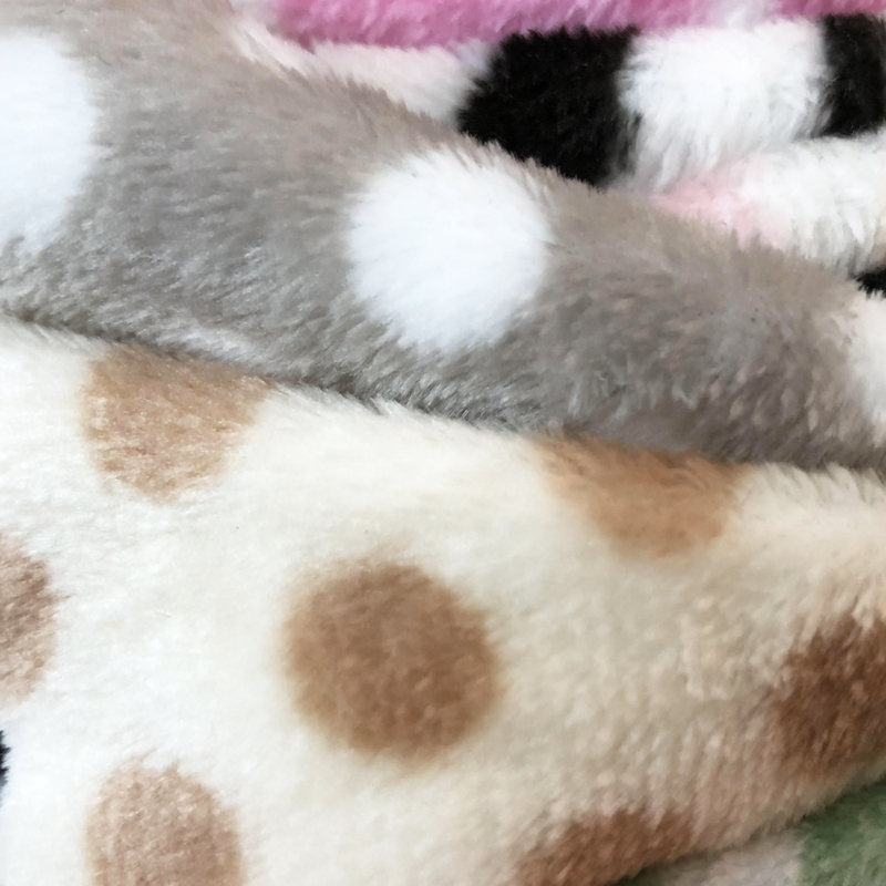 Double sided Dot printed plush fabric Bathrobe soft sleepwear polyester microfiber Coral Fleece Fabric