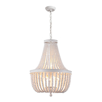 Lustre à 6 lumières en perles de bois vieilli, finition noire, certifié ETL, lumière blanche chaude, pour la décoration du salon