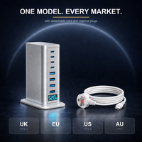 Chargeur GaN 8 ports 520W, hub de bureau tout-en-un, 4C PD100W 4A QC30W, affichage en temps réel, 8 protections, pour le bureau