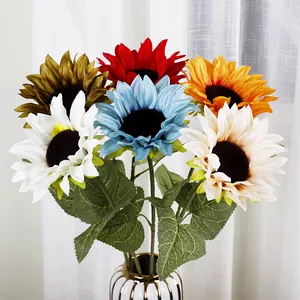 Desain Baru Warna Bunga Matahari Buatan Kotak Hadiah Hadiah Bunga Wisuda Bunga Matahari Tunggal Buatan dengan Berbagai Warna Dekorasi