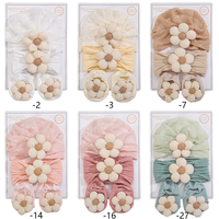Ensemble d'accessoires pour cheveux d'infants : Turban à grande fleur en dentelle et chaussettes en coton pour la vente en gros aux boutiques