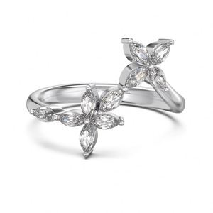 Dylam Jewelry Factory New Arrival Open <b>Adjustable</b> <b>Ring</b> S925 <b>Silver</b> Butterfly Flower Shape 5A Zirconia Women Bridal Stylish <b>Rings</b> - Product Image 1