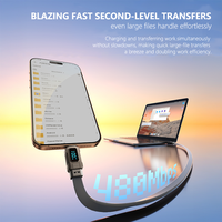 Cable de Datos USB-C a Tipo C Plano de Silicona y Cobre Puro de Carga Rápida de 66 W con Pantalla LED Digital para Uso con Auriculares y Computadora