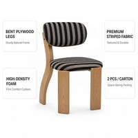 Chaise en bois massif de haute qualité fabriquée à la main, style sculptural moderne, chaise de table à manger en tissu