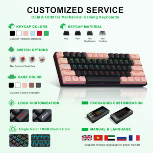 <span class=keywords><strong>Clavier</strong></span> de jeu mécanique personnalisé à 61 touches RGB, 26 touches anti-ghosting, USB Type-C filaire, interrupteurs bleus, <span class=keywords><strong>clavier</strong></span> de jeu mécanique OEM 60% - Product Image 3