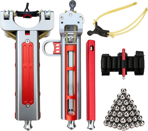 Tirachinas de Aleación de Aluminio Premium, Rojo Plateado, Ligero, Duradero, Diseño Ergonómico para Práctica de Tiro al Aire Libre - Product Image 1