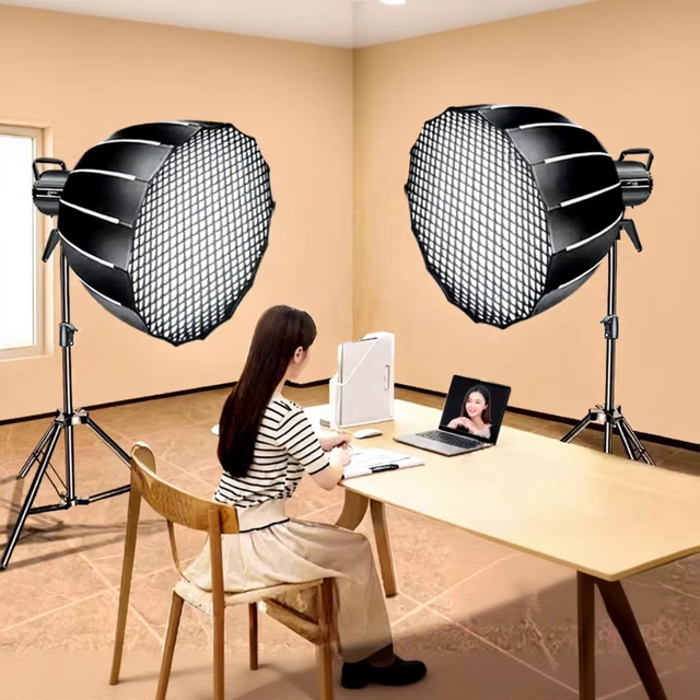 120W COB Soft Studio Light Kit with Softbox Grid 2.5m Stand for Portrait Product Live Streaming TikTok YouTube Content Creation