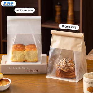 Kantong Kertas Roti Kraft Anti Minyak Kualitas Makanan, Grosir Pabrik, Dengan Jendela Transparan untuk Restoran, Donat, <span class=keywords><strong>Popcorn</strong></span>, dan Makanan Bawa Pulang - Product Image 5