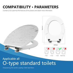 Asiento de Inodoro de Madera Moldeada con Textura Moderna, Asiento de Baño con Bisagras de Cierre Suave, <span class=keywords><strong>Tapa</strong></span> de Inodoro <span class=keywords><strong>Universal</strong></span> Fácil de Limpiar - Product Image 4