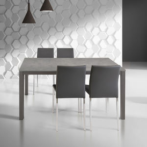 MESA DE COMEDOR EXTENSIBLE DE 120X80 CM EN ANTRACITA Y CEMENTO CON TABLERO DE PIEDRA SINTERIZADA Y PATAS DE METAL PARA 4 PERSONAS - Product Image 1