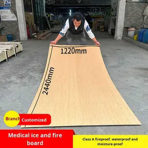Pannello di parete antibatterico inorganico Pre-rivestito medicale impiallacciatura di legno decorativo ignifugo "pannello di" fuoco "per hotel medici - Product Image 2